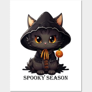 Spooky Season Halloween Vibes Witchy Cat Posters and Art